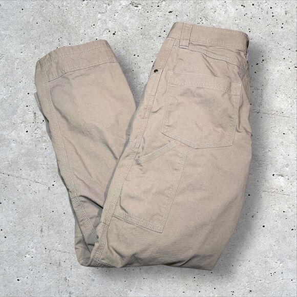 L.L.Bean Men’s Canvas Work Pants Tan 33x32 Reinforced Knees Utility Pockets - Picture 1 of 13